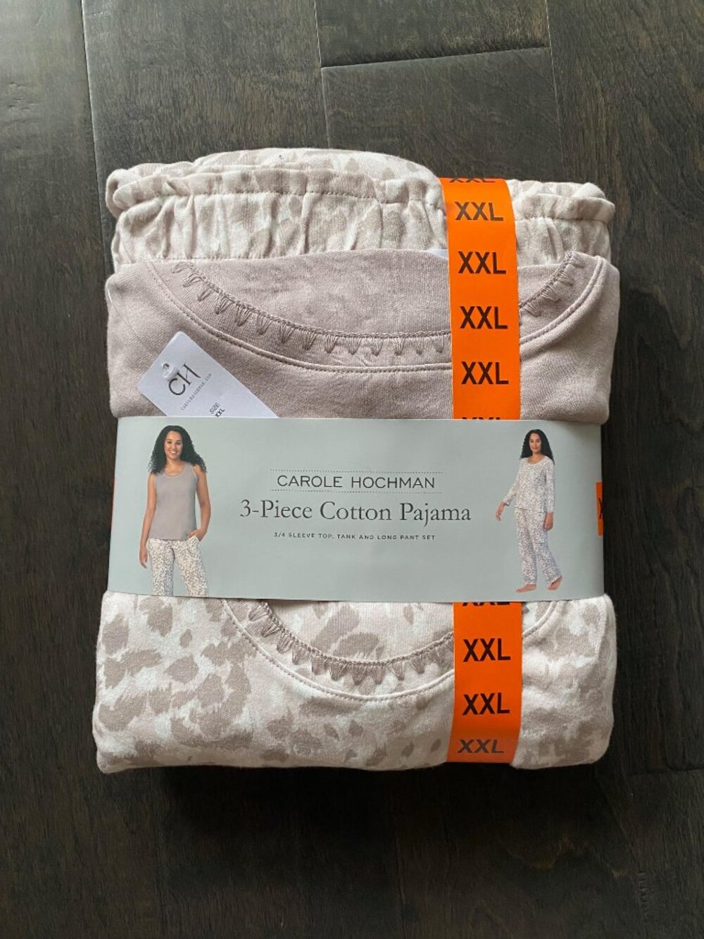 NEW Carole Hochman Women's 100% Cotton 3 Piece Pajama PJ, Cream, XXL 2XL